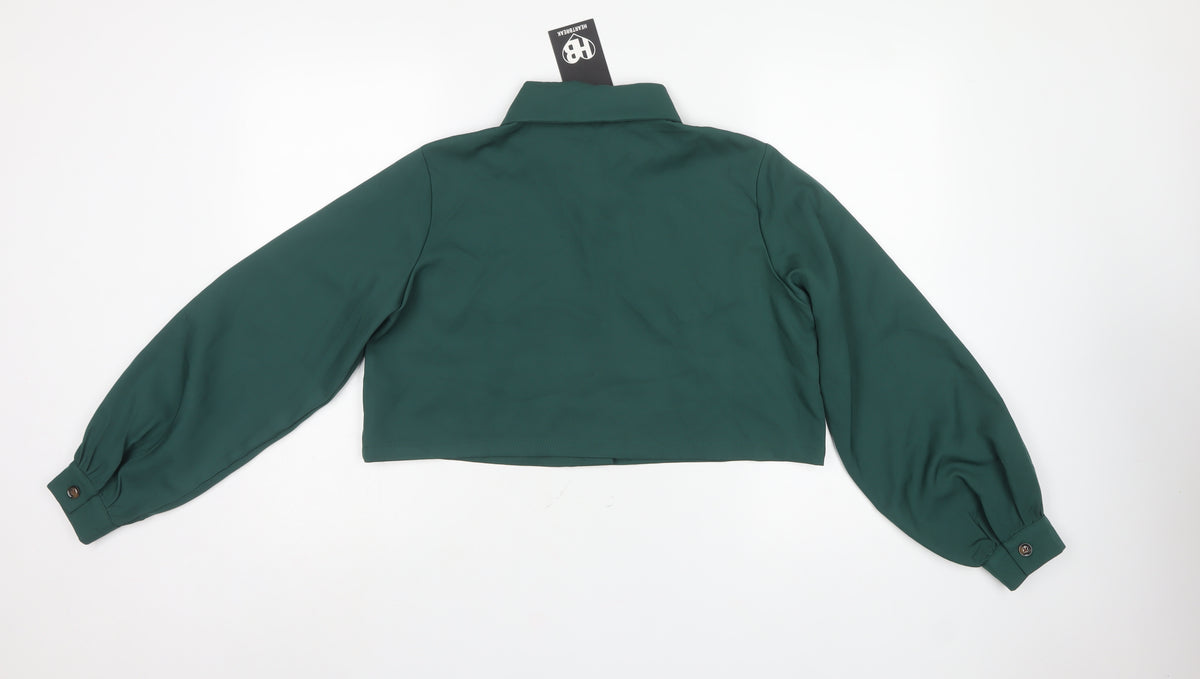 Heartbreak Women Green UK 8 Cropped Button-Up Pocket Blouse