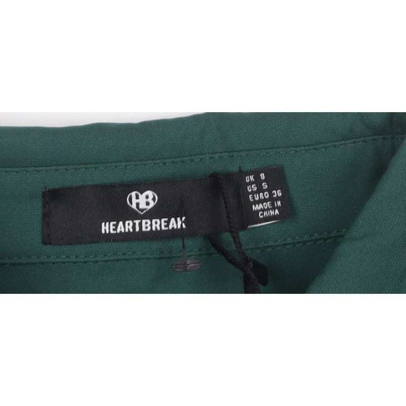 Heartbreak Women Green UK 8 Cropped Button-Up Pocket Blouse
