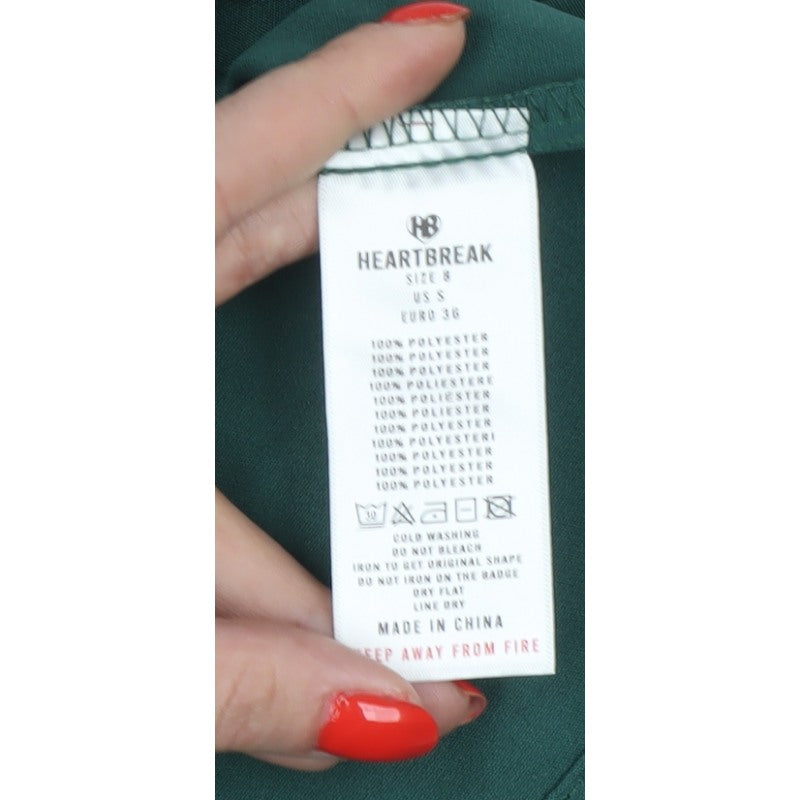 Heartbreak Women Green UK 8 Cropped Button-Up Pocket Blouse