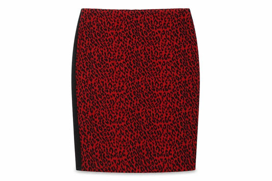 Marks & Spencer Women's Red Leopard Pencil Skirt UK 18 Knee Length Stretch