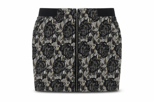 Next Women’s Black Floral Zip Front Stretch Pencil Mini Skirt UK 16
