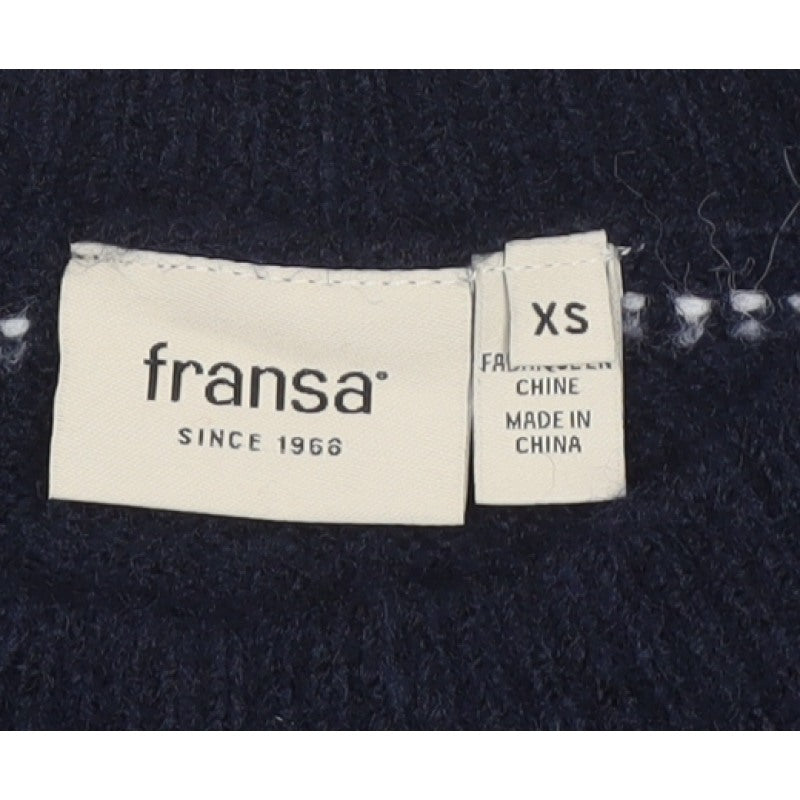 Fransa Women’s Blue Striped Crew Neck Knit Pullover Jumper XS