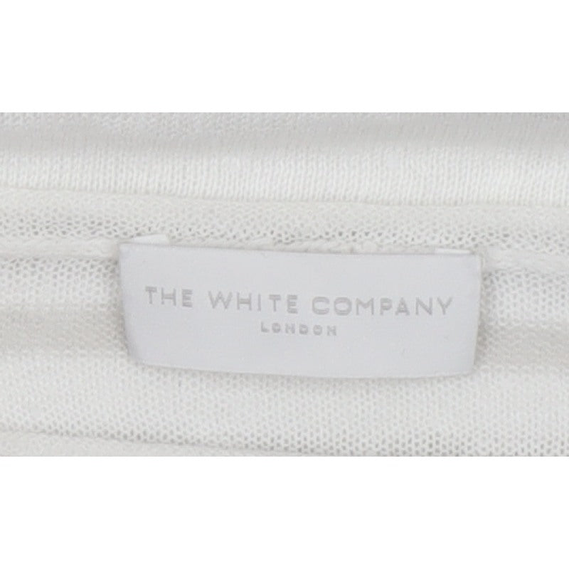 The White Company Women White Grey Stripe Linen Knit Top Medium