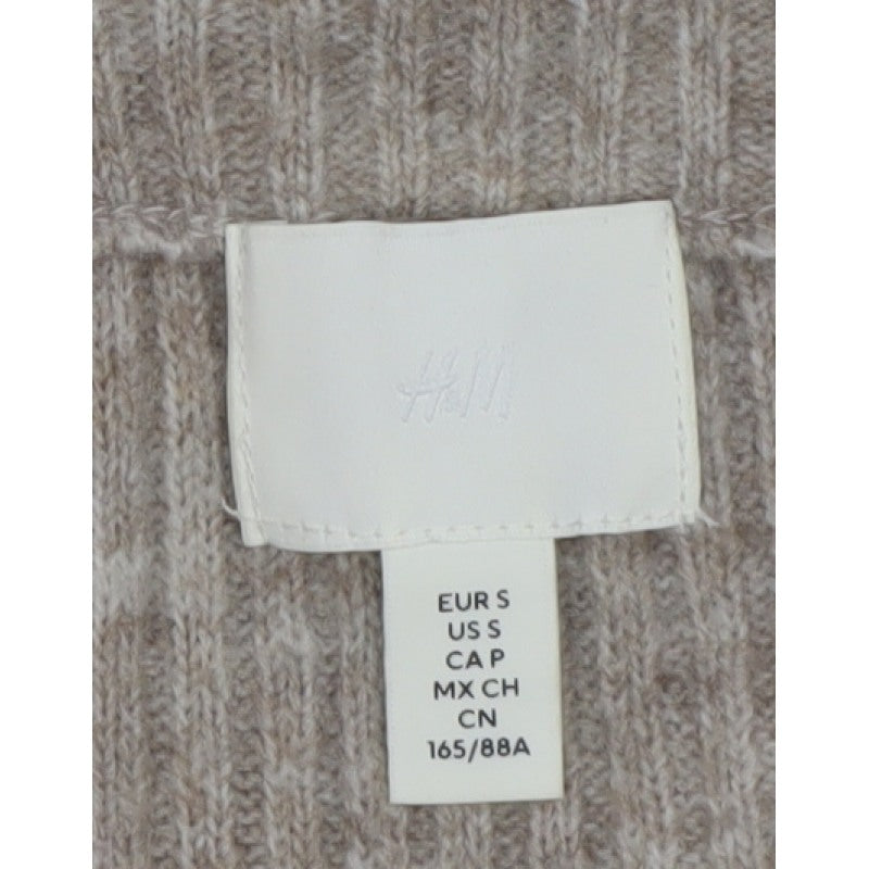 H&M Women Beige Rib Knit Cowl Neck Slim Pullover Jumper Size S