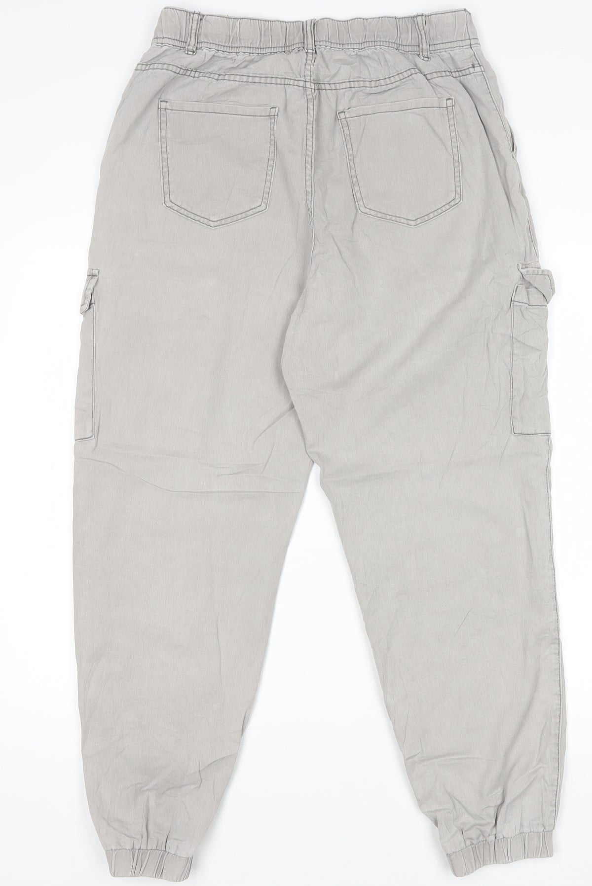 New Look Women Grey UK 12 Regular Cotton Cargo Cuffed Trousers
