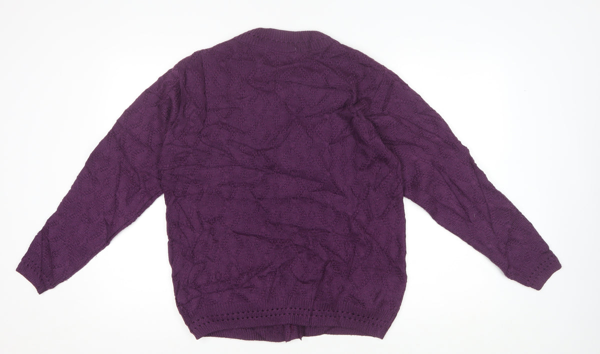 Autonomy Women’s Purple S Cable Knit Button Front Cardigan Pockets