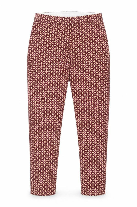 H&M Women’s Brown Geometric Print Skinny Trousers UK 10 Stretch