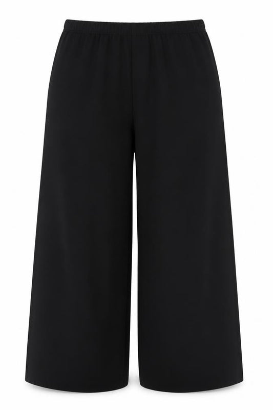 Marks and Spencer Women Black UK 14 Regular Wide-Leg Trousers