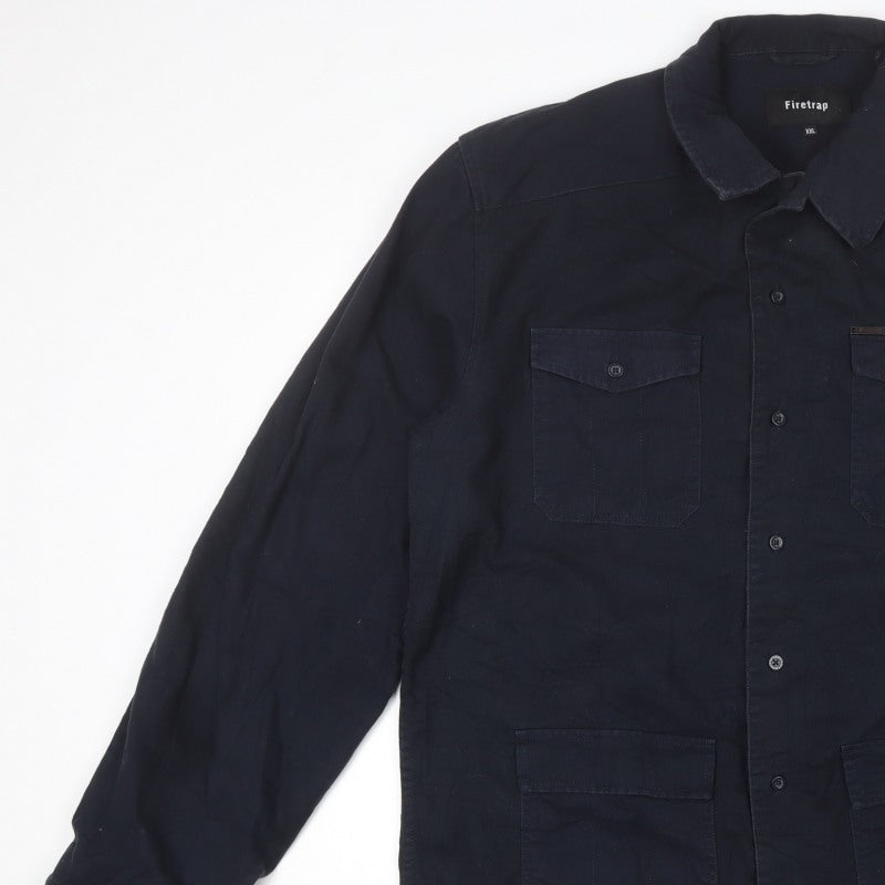 Firetrap Men’s Blue 2XL Military Jacket Cotton 4 Pocket