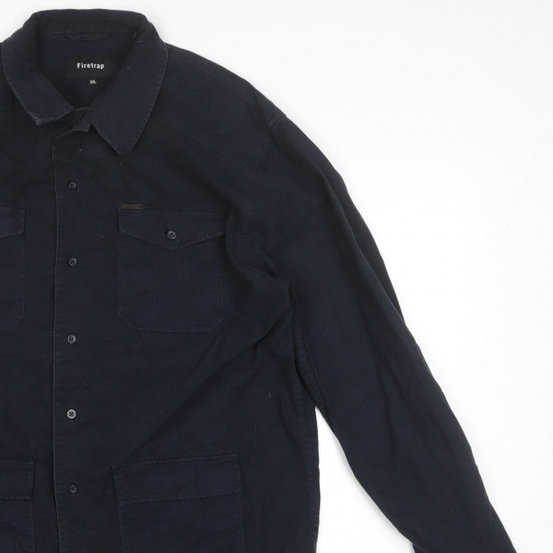 Firetrap Men’s Blue 2XL Military Jacket Cotton 4 Pocket