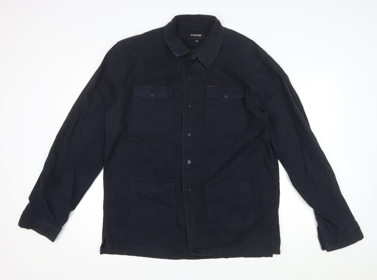 Firetrap Men’s Blue 2XL Military Jacket Cotton 4 Pocket