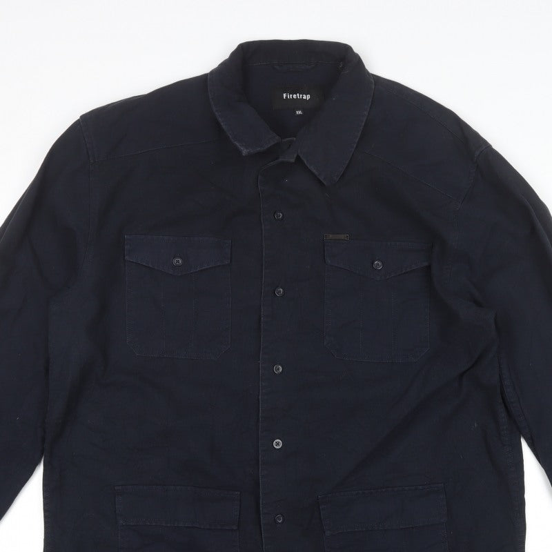 Firetrap Men’s Blue 2XL Military Jacket Cotton 4 Pocket
