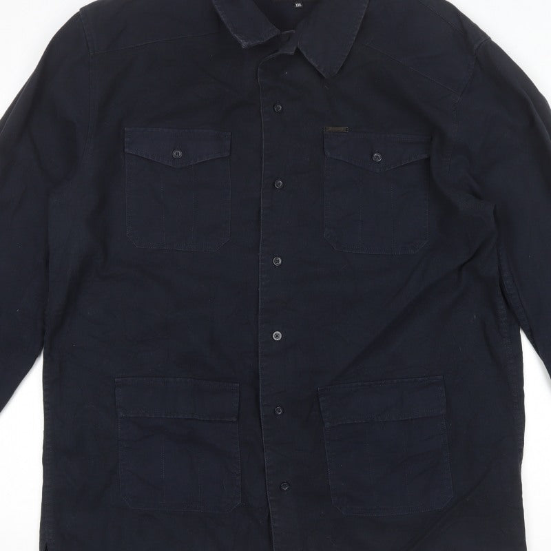 Firetrap Men’s Blue 2XL Military Jacket Cotton 4 Pocket