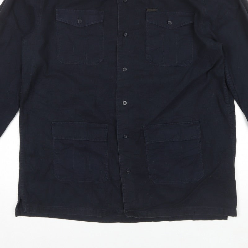 Firetrap Men’s Blue 2XL Military Jacket Cotton 4 Pocket