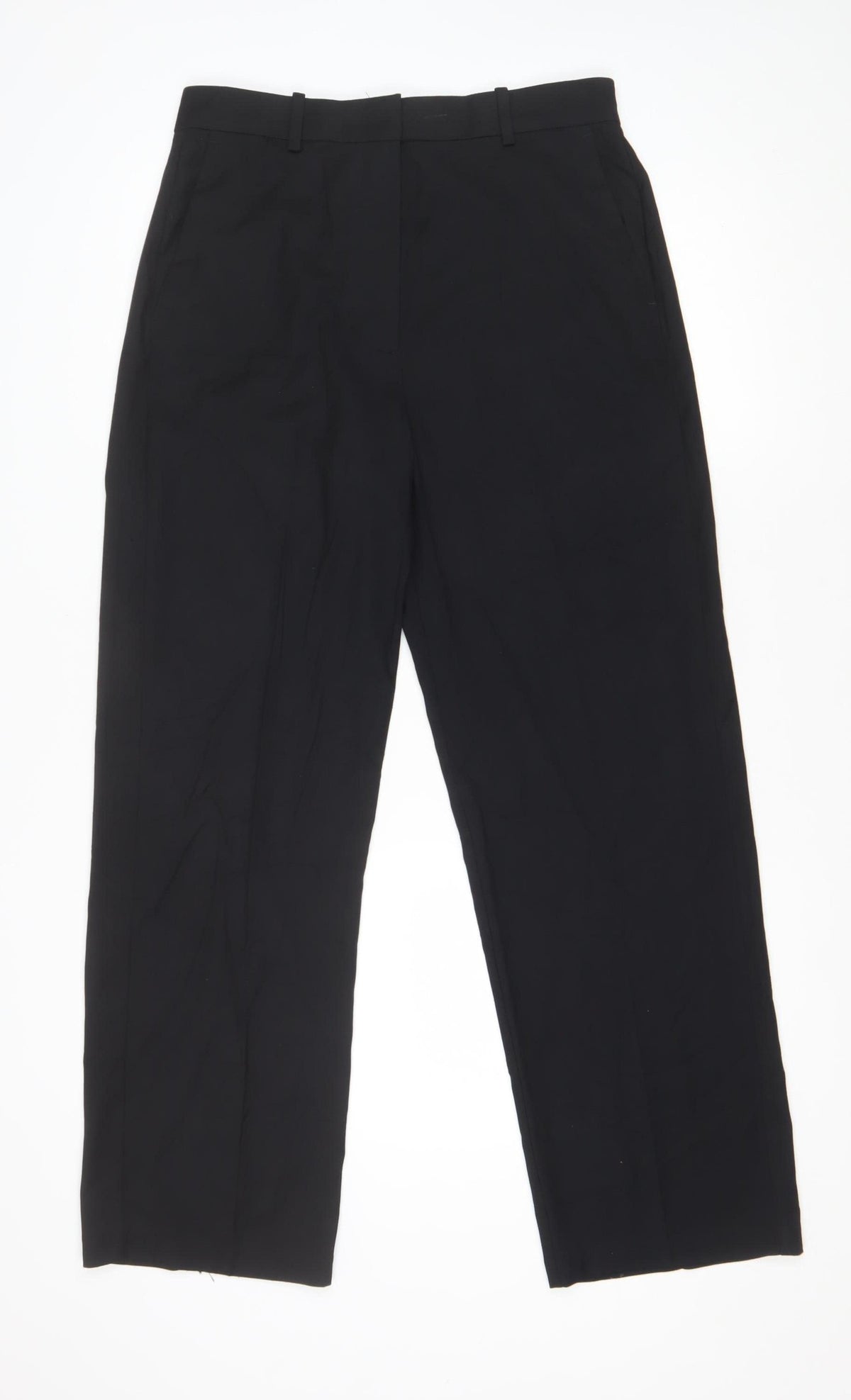 M&S Womens Black UK 12 Regular Tailored Straight Leg Trousers