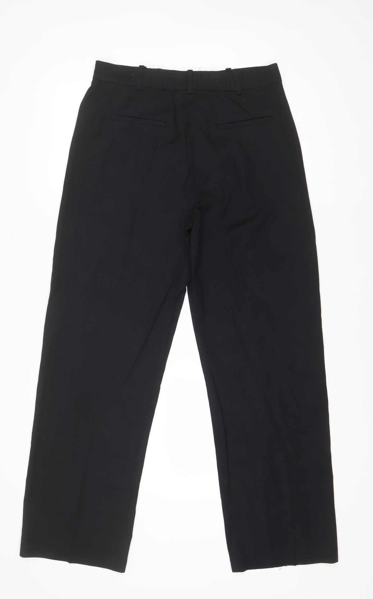 M&S Womens Black UK 12 Regular Tailored Straight Leg Trousers