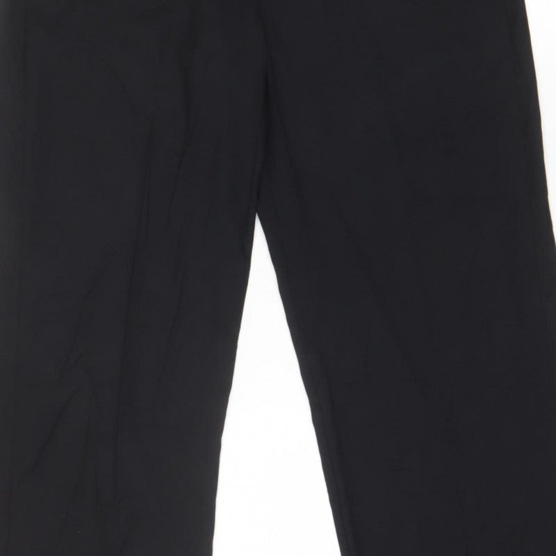 M&S Womens Black UK 12 Regular Tailored Straight Leg Trousers