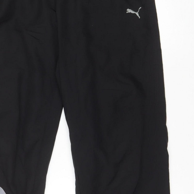 PUMA Men’s Black L Track Pants Drawstring Reflective Logo