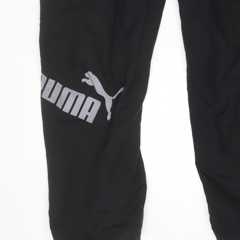 PUMA Men’s Black L Track Pants Drawstring Reflective Logo