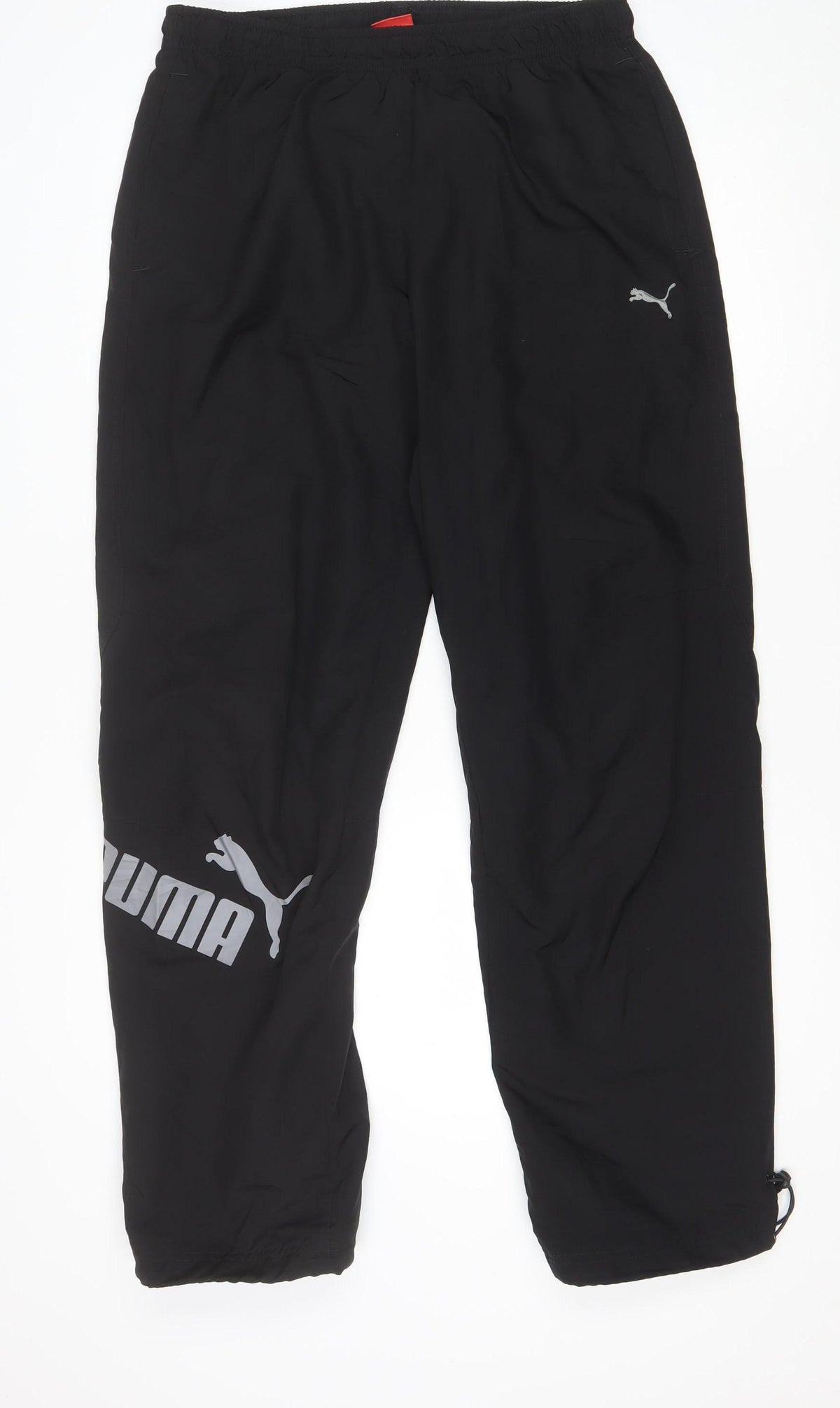 PUMA Men’s Black L Track Pants Drawstring Reflective Logo