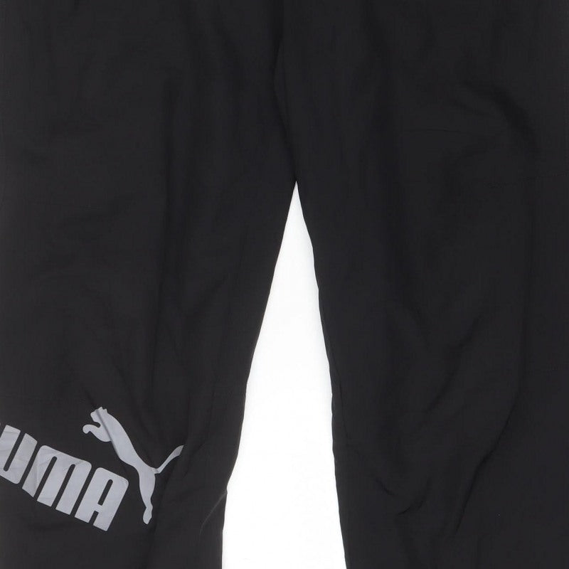 PUMA Men’s Black L Track Pants Drawstring Reflective Logo