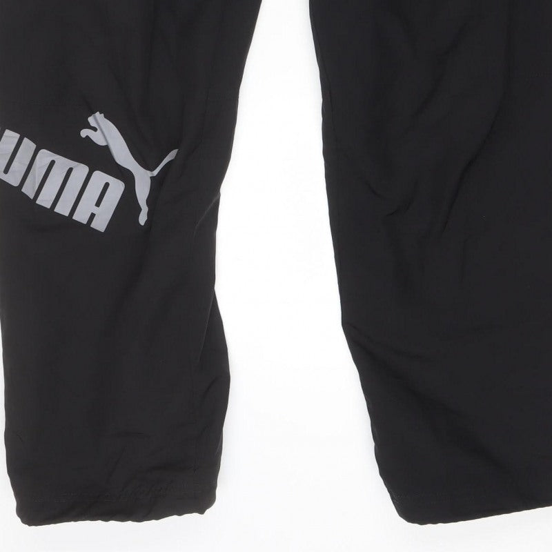 PUMA Men’s Black L Track Pants Drawstring Reflective Logo
