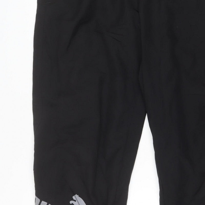 PUMA Men’s Black L Track Pants Drawstring Reflective Logo