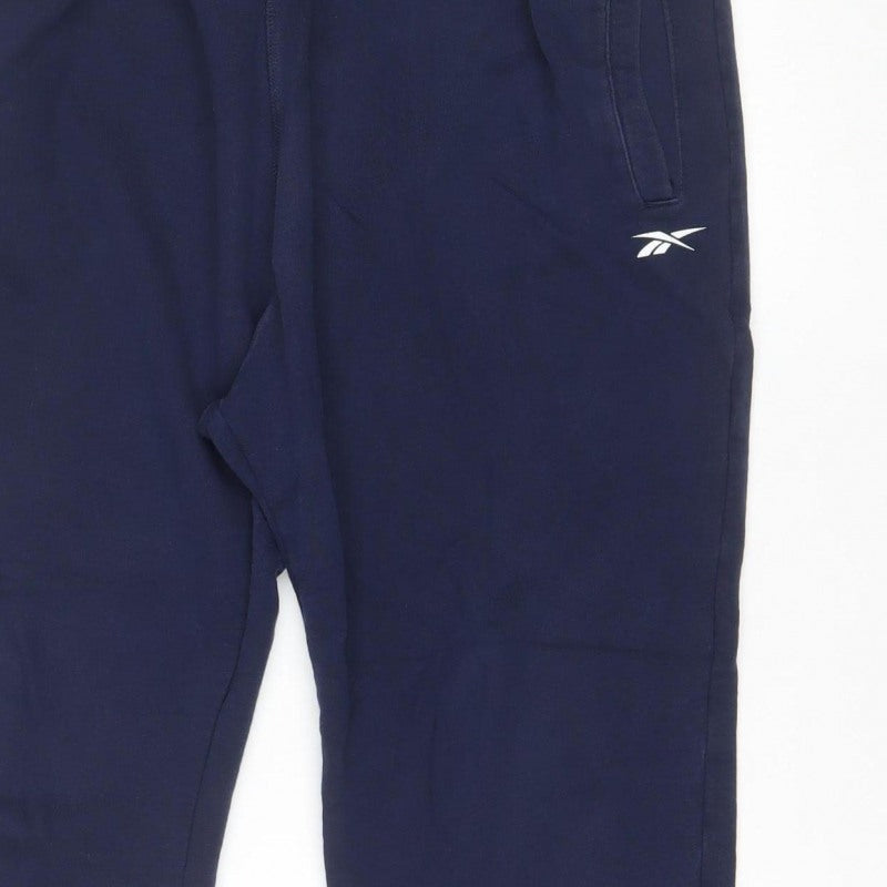 Reebok Men’s Blue XL Jogger Sweatpants Cotton Blend Logo Pockets