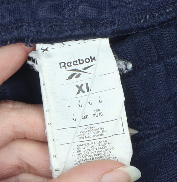Reebok Men’s Blue XL Jogger Sweatpants Cotton Blend Logo Pockets