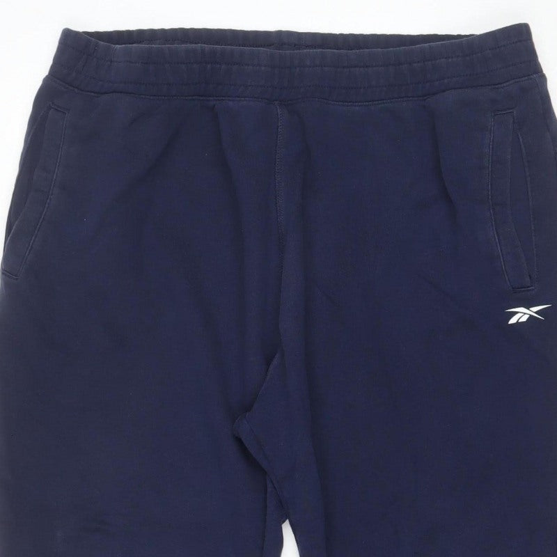 Reebok Men’s Blue XL Jogger Sweatpants Cotton Blend Logo Pockets