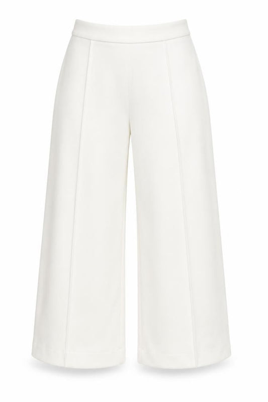 Marks & Spencer Women Ivory UK 10 Short Wide-Leg Smart Trousers