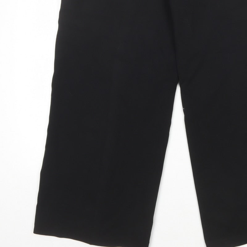 Marks & Spencer Women Black Size 10 Short Wide Leg Tailored Trousers