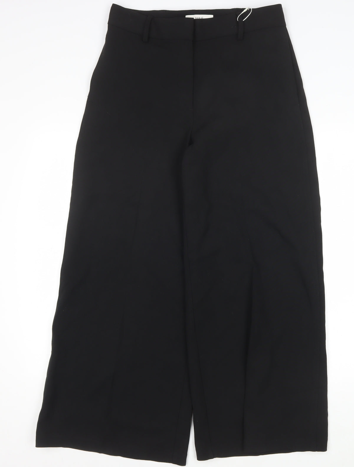 Marks & Spencer Women Black Size 10 Short Wide Leg Tailored Trousers
