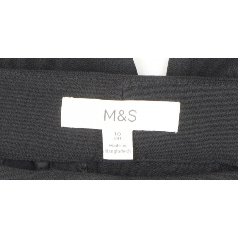 Marks & Spencer Women Black Size 10 Short Wide Leg Tailored Trousers