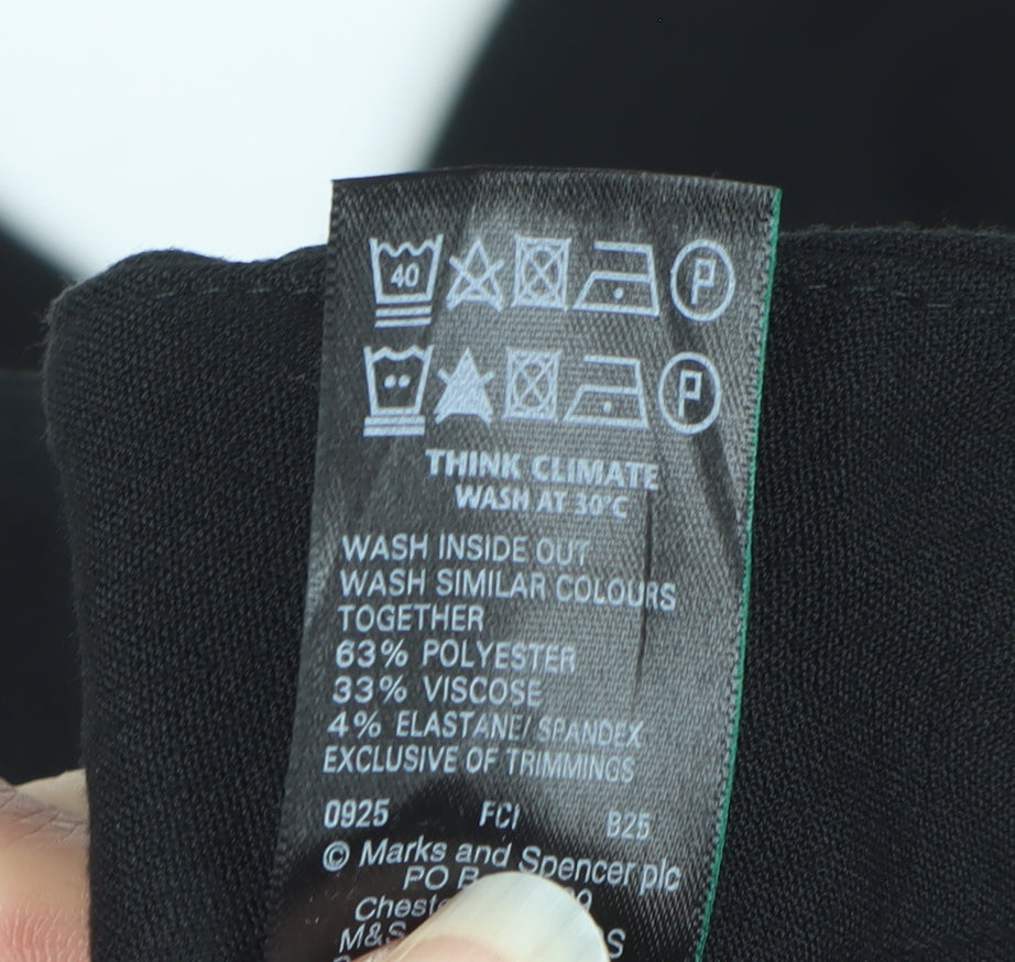 Marks & Spencer Women Black Size 10 Short Wide Leg Tailored Trousers