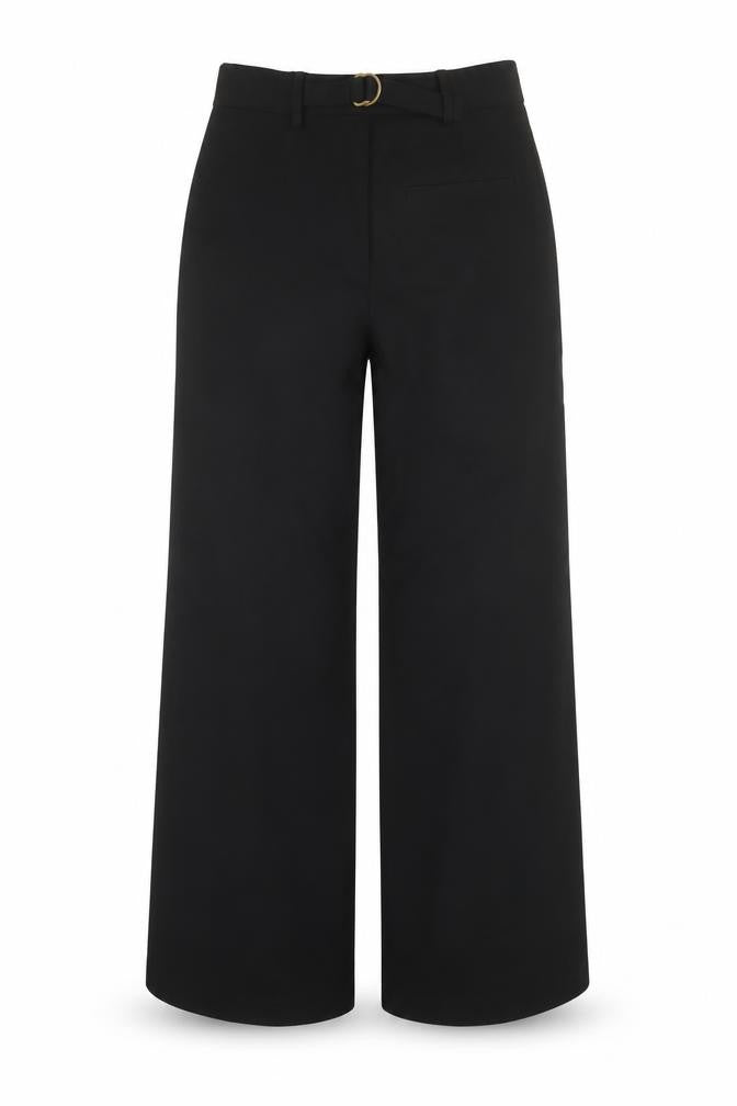 Marks & Spencer Women Black Size 10 Short Wide Leg Tailored Trousers