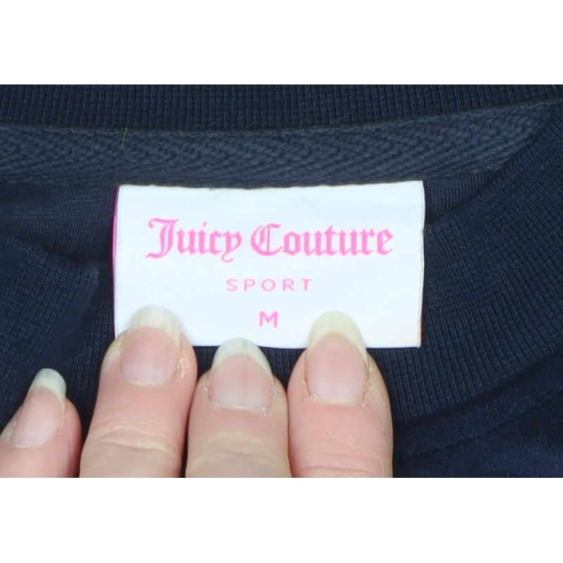Juicy Couture Women Blue M Velvet Logo Crew Neck Pullover Sweatshirt