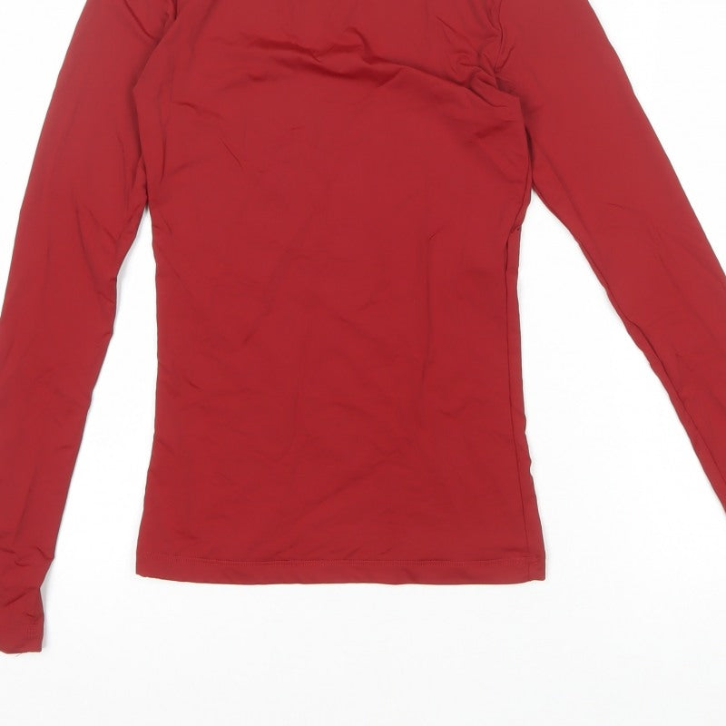 Zara Women Red Size S Basic Slim Fit Long Sleeve Jersey Top