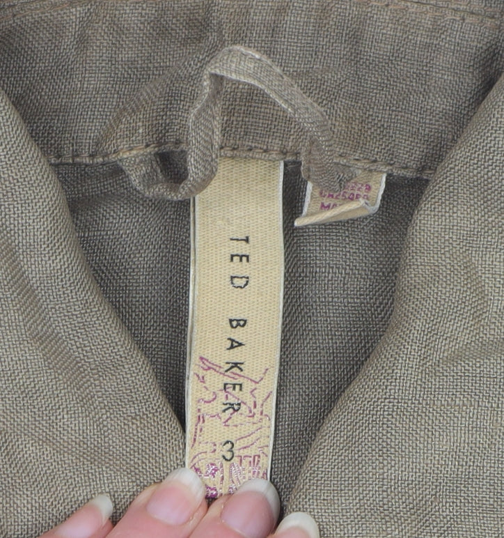 Ted Baker Men’s Beige Linen Button Jacket Size M Casual