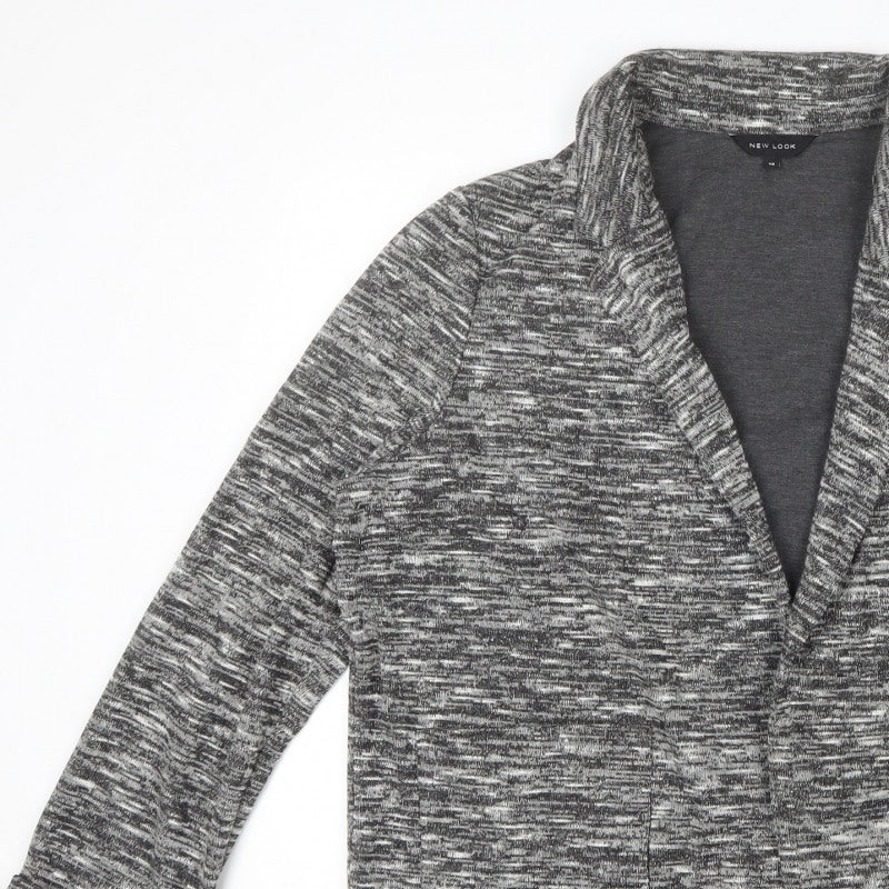 New Look Women’s Grey Marl Knit Coatigan Open Front Size 18