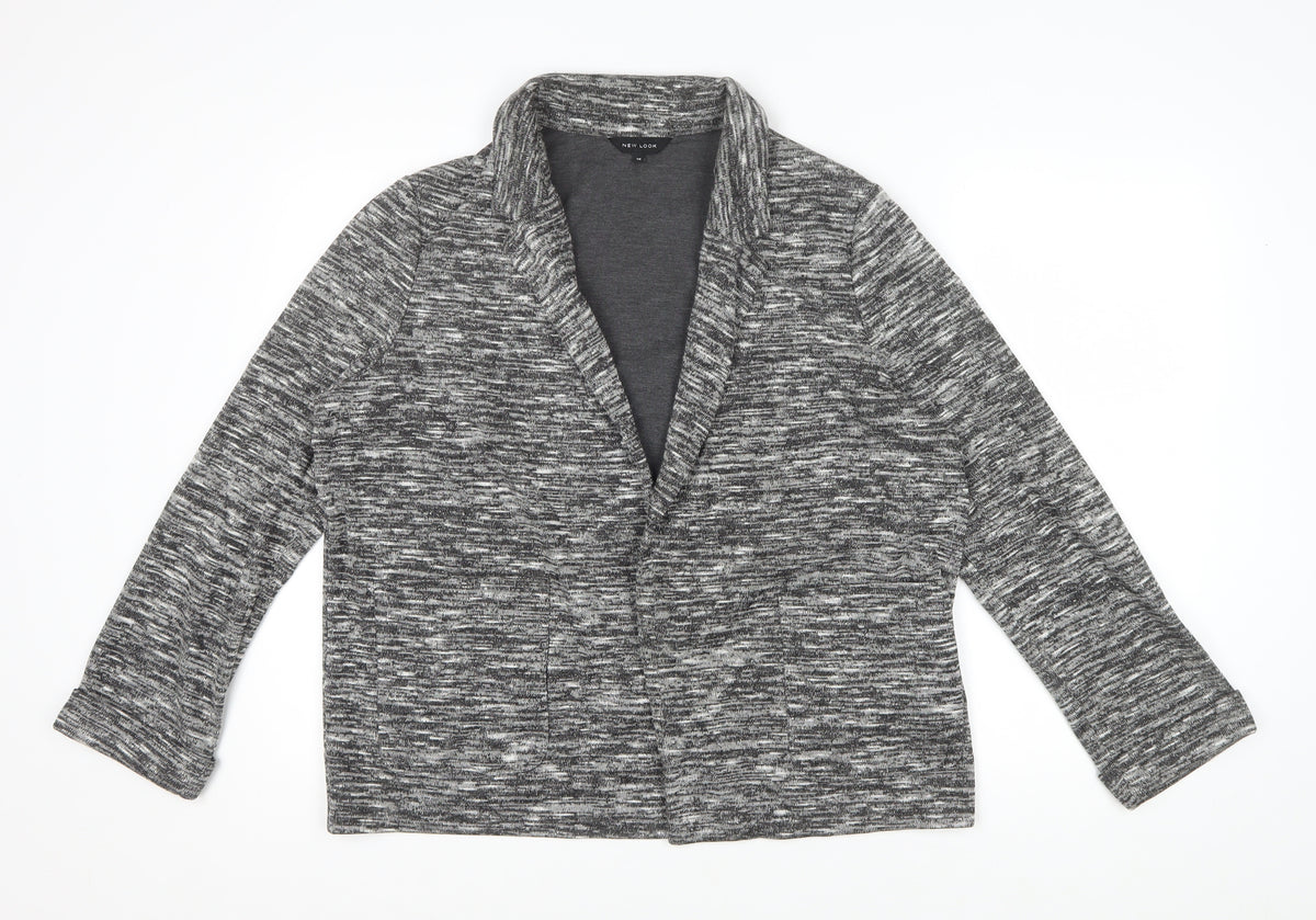 New Look Women’s Grey Marl Knit Coatigan Open Front Size 18