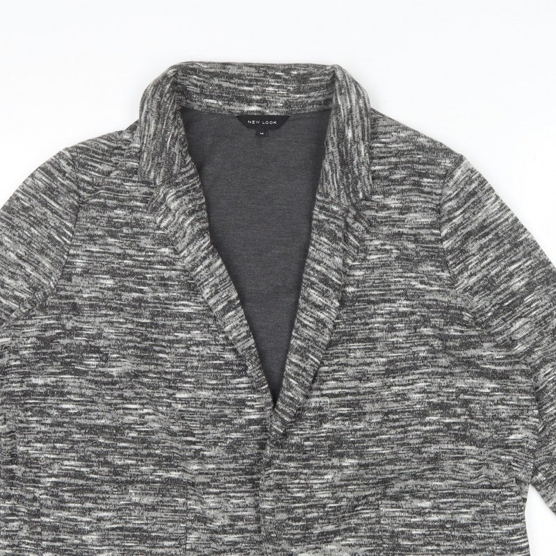 New Look Women’s Grey Marl Knit Coatigan Open Front Size 18