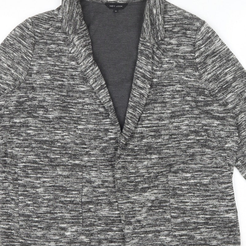New Look Women’s Grey Marl Knit Coatigan Open Front Size 18