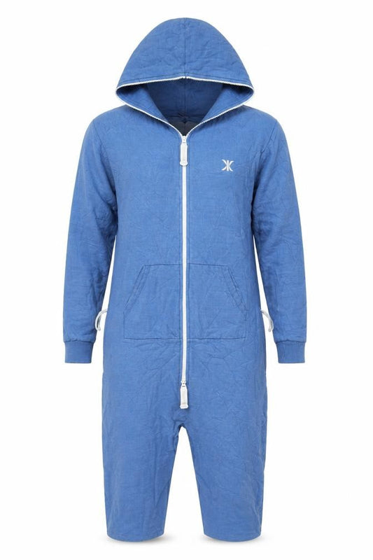 Onepiece Mens Blue S Hooded Fleece Lined Zip One Piece Lounge Jumpsuit