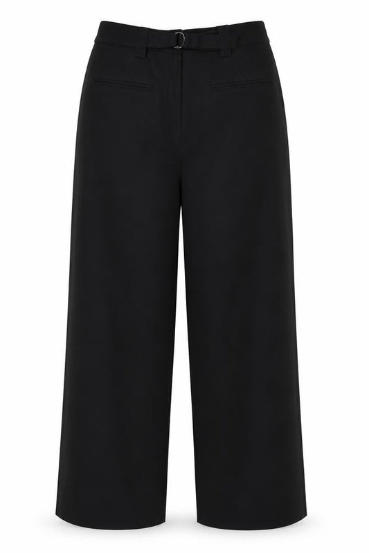Marks and Spencer Women Black Size 14 Short Wide-Leg Tailored Trousers