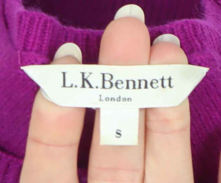 L.K. Bennett Women’s Purple S Wool Cashmere Crew Neck Pullover Jumper