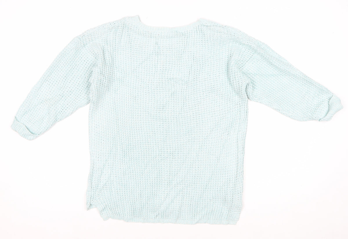 Marks and Spencer Women Mint Green UK 10 Open Knit Oversized Jumper