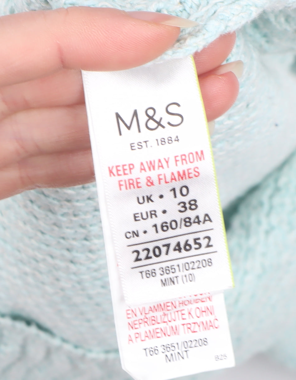 Marks and Spencer Women Mint Green UK 10 Open Knit Oversized Jumper