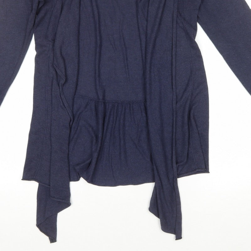 Fat Face Women Blue Size 16 Open Waterfall Cardigan Cotton Modal
