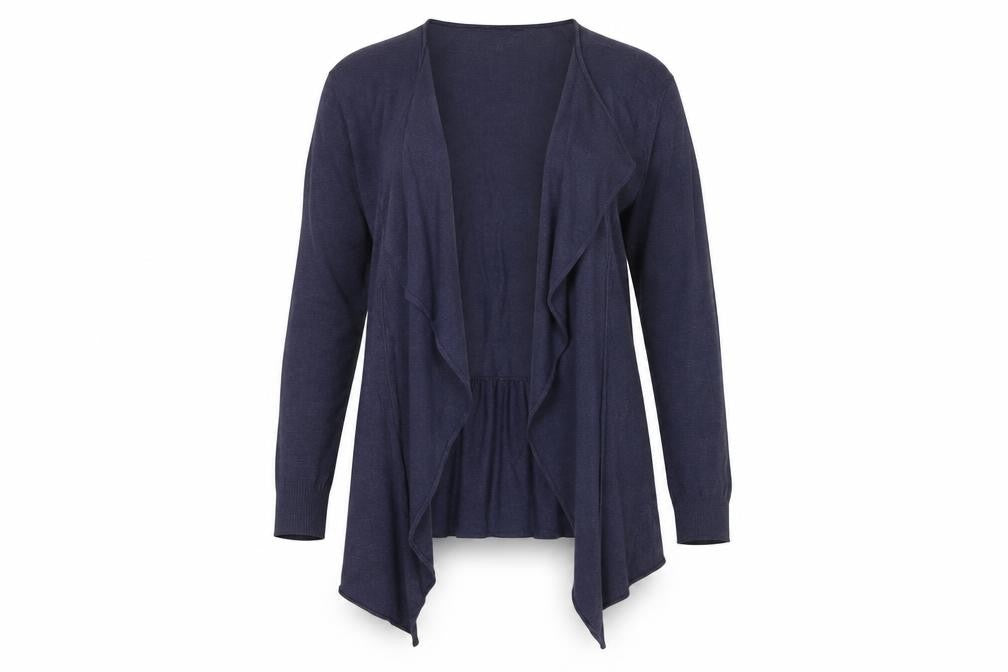 Fat Face Women Blue Size 16 Open Waterfall Cardigan Cotton Modal